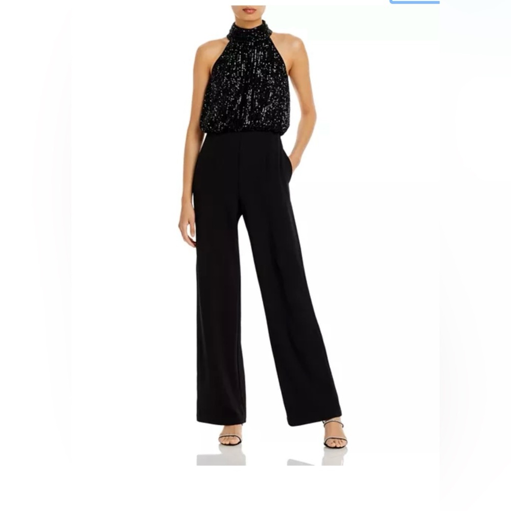 Gorgeous Eliza j black mock neck sequin jumpsuit